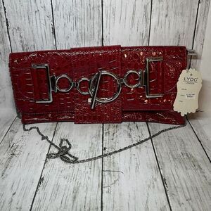 LYDC London Red Faux Leather Crossbody Handbag Purse Pocket Book DEFECTS